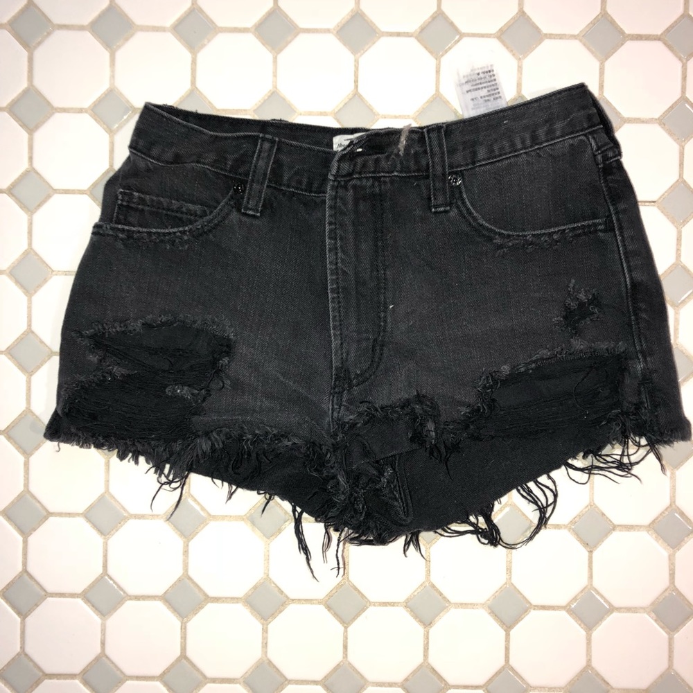Black denim shorts